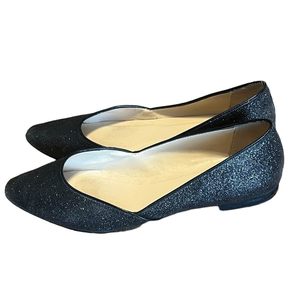 Talbots Riya black sparkle glitter leather ballet flats